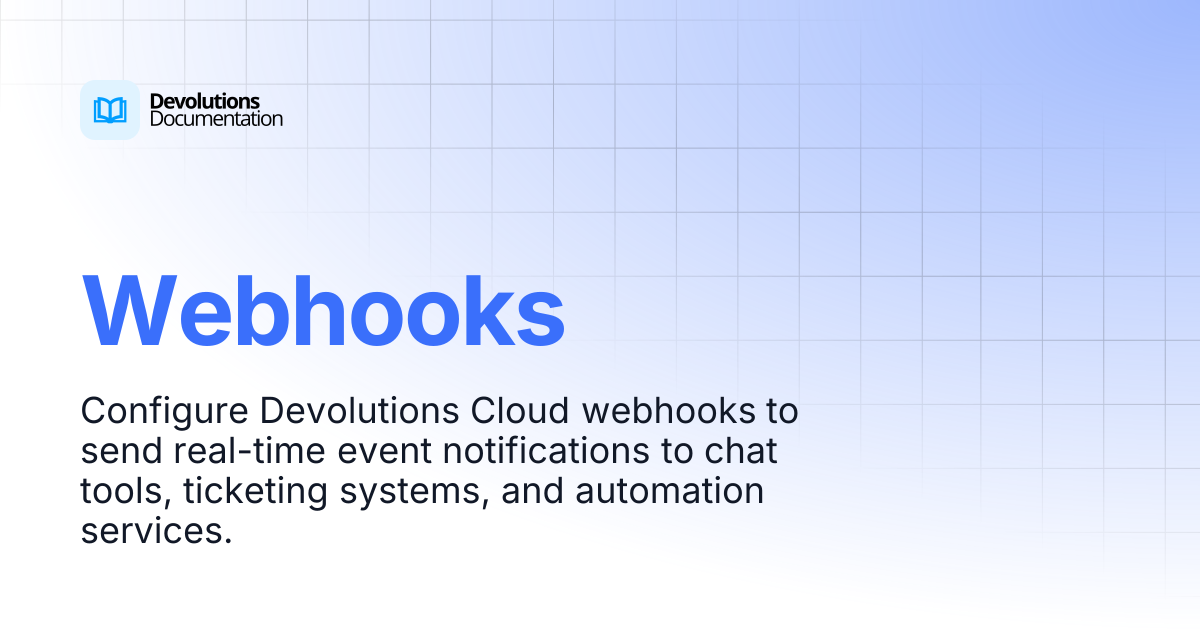 Webhooks | Devolutions Cloud | Devolutions Documentation