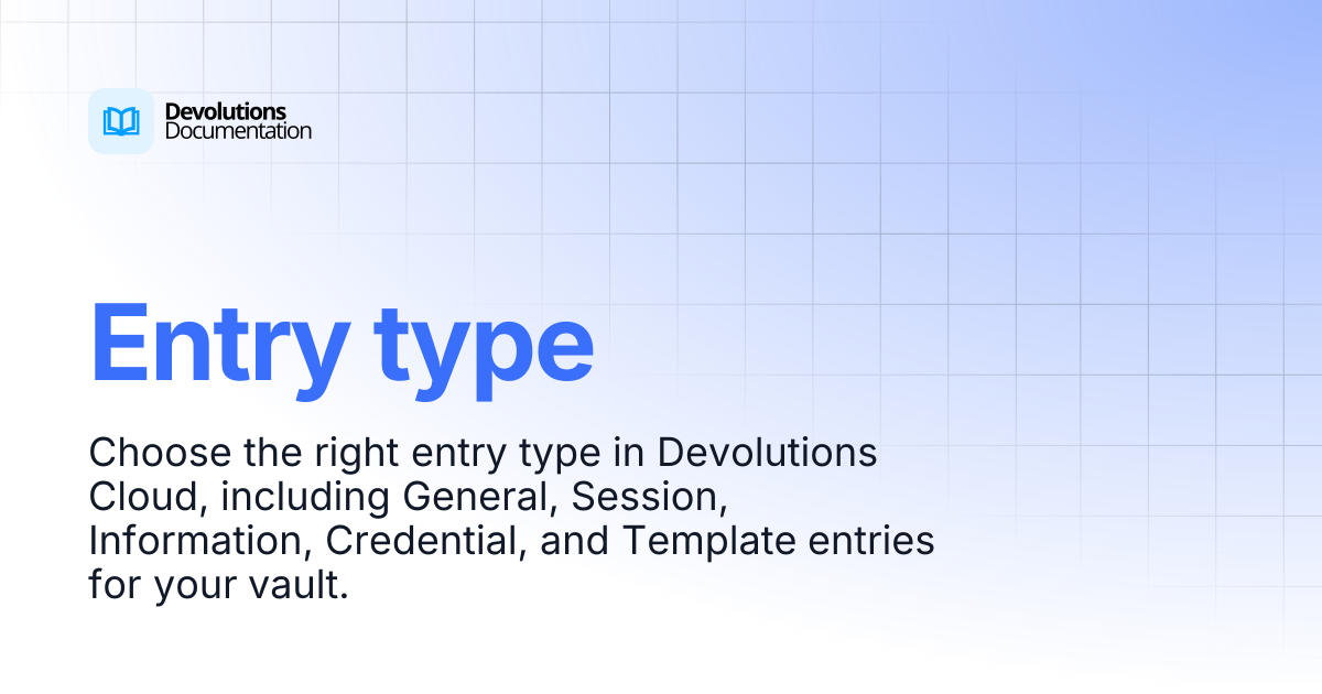 Entry type | Devolutions Cloud | Devolutions Documentation
