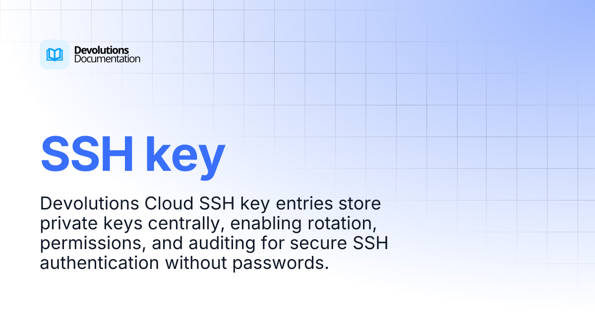 SSH key | Devolutions Cloud | Devolutions Documentation