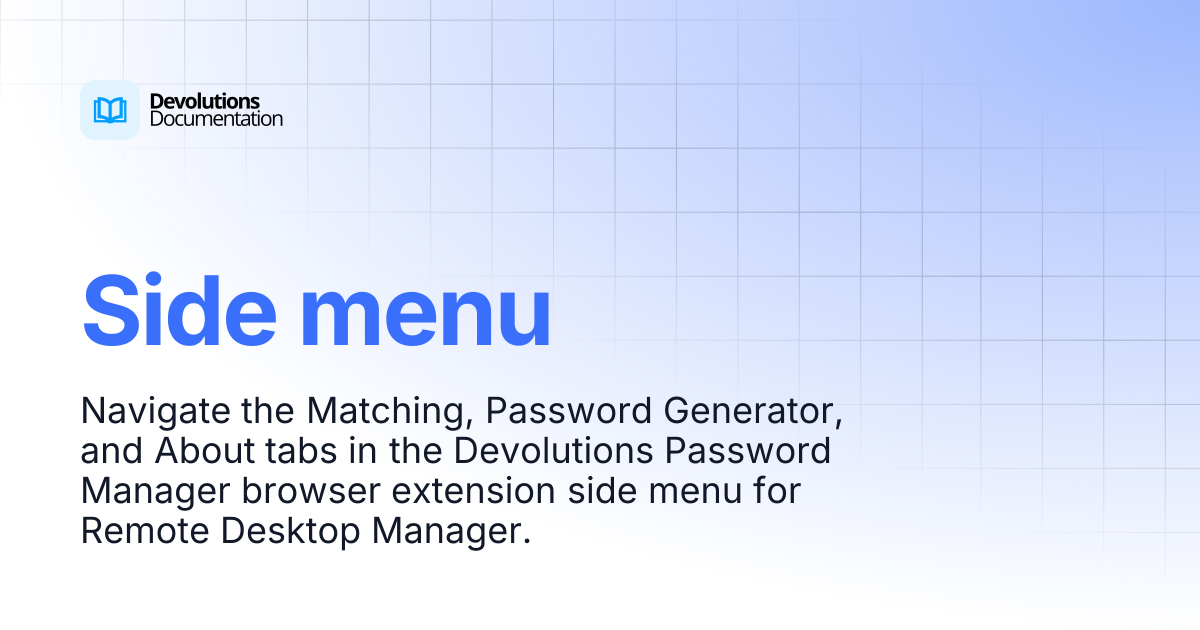 Side menu | Devolutions Password Manager | Devolutions Documentation