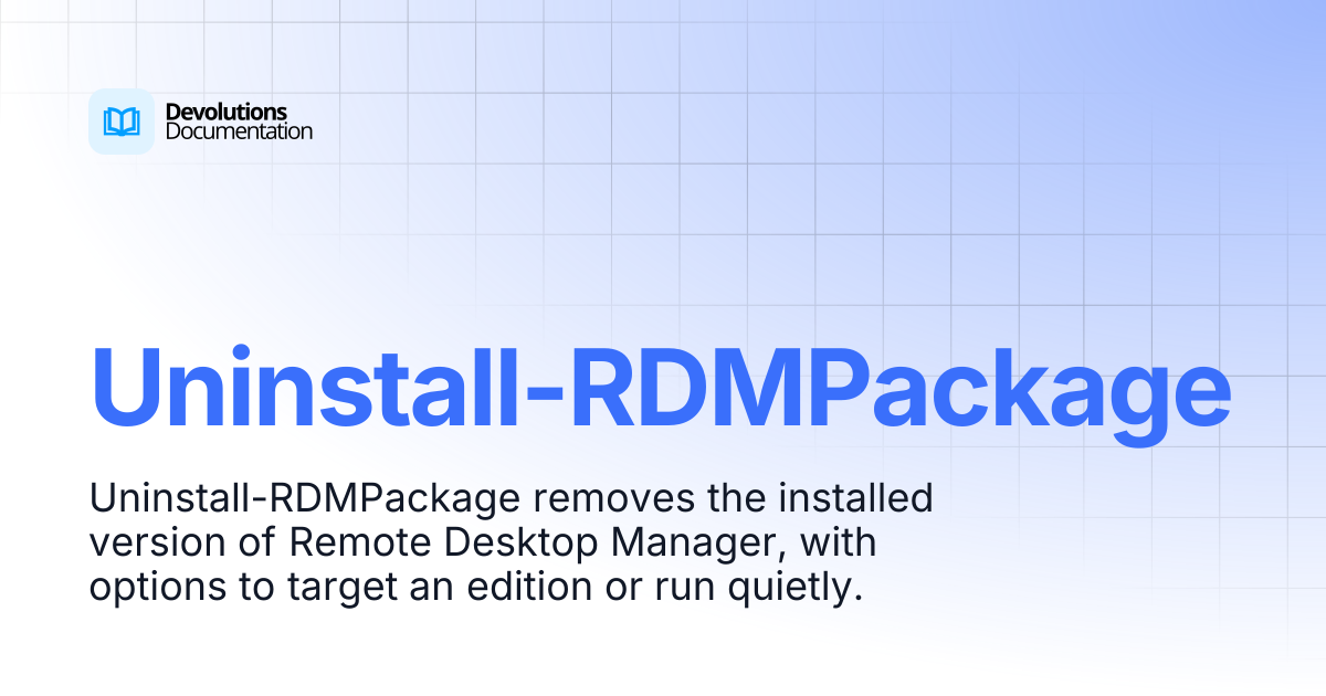 Uninstall-RDMPackage | Devolutions PowerShell | Devolutions Documentation